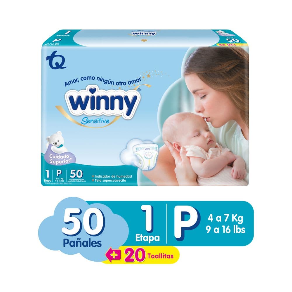 Pañales Winny Etapa 1 x 50 Unidades, 4 Paquetes