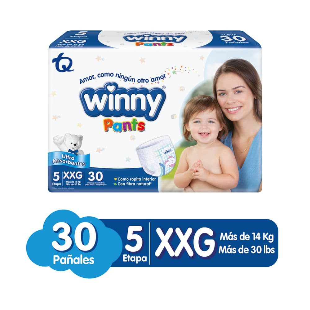 Pañales Winny Etapa 5 Panty x 30 Unidades, 8 Paquetes