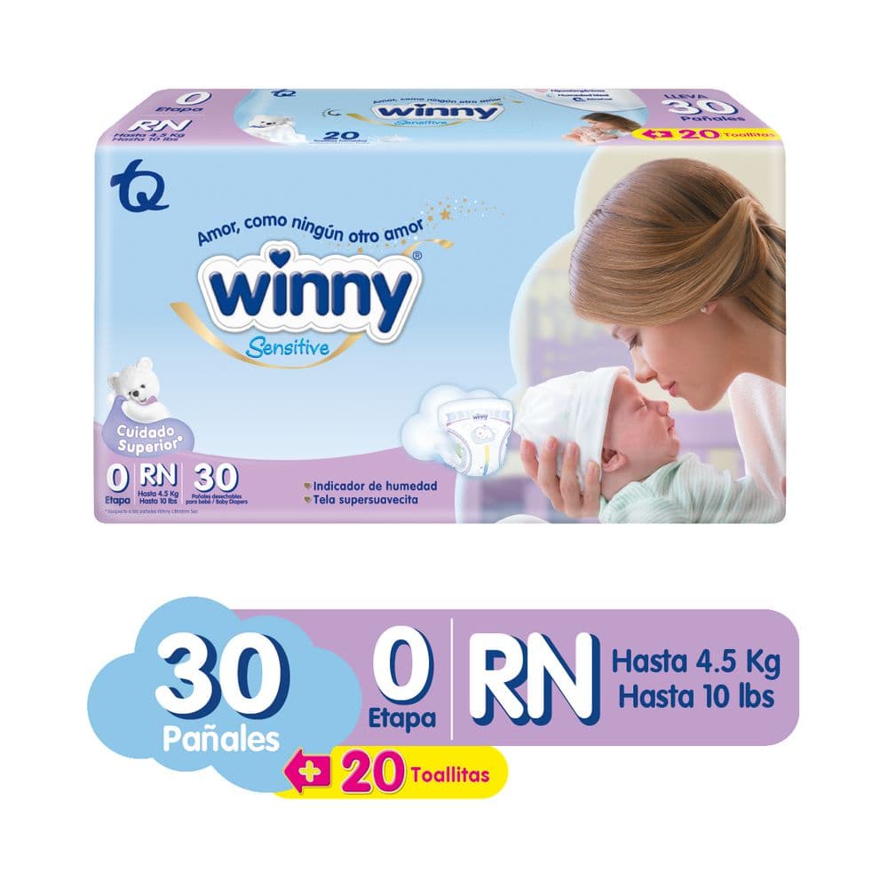 Pañales Winny Etapa 0 x 30 Unidades, 12 Paquetes