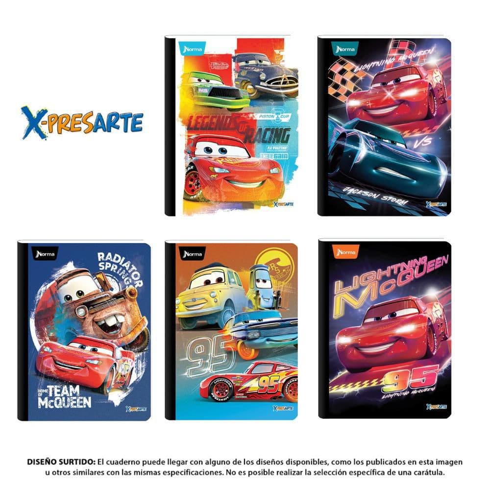 Cuaderno Cosido 100 Hojas Intermedio Ferrocarril Cars Norma Caja x 30