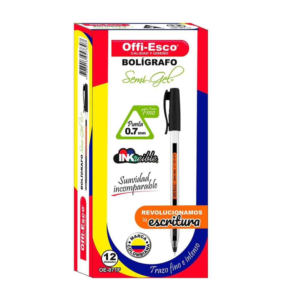 Esfero de Gel Negro x 12