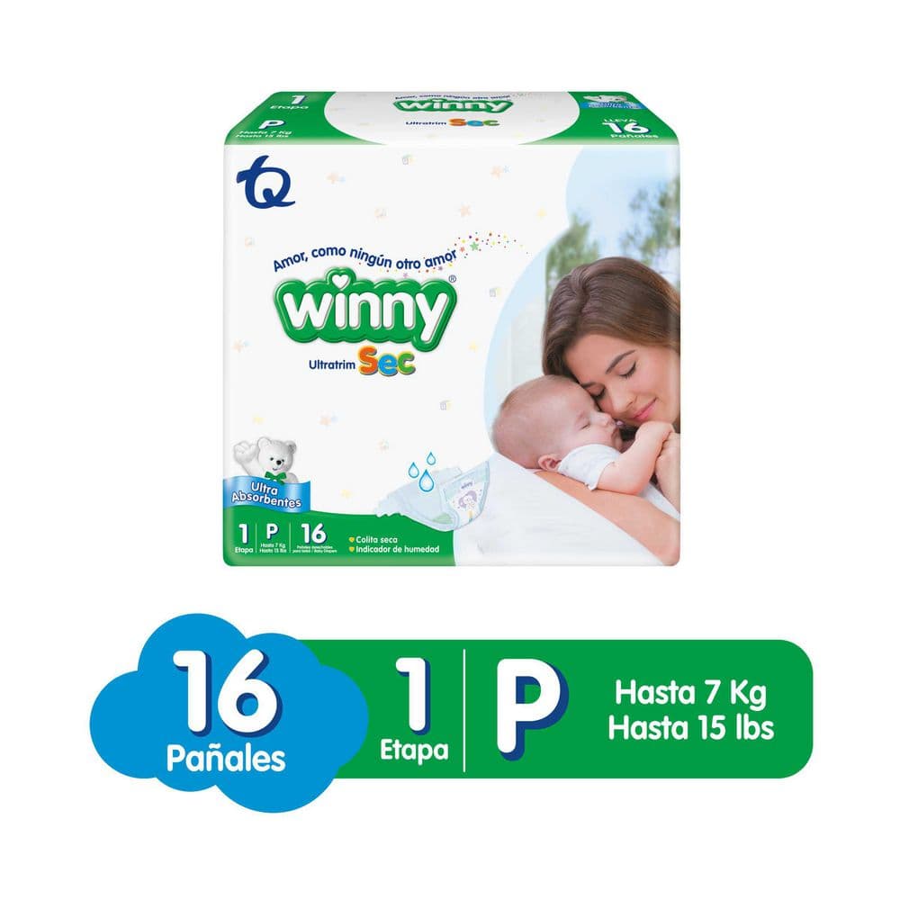 Pañales Winny Etapa 1 x 16 Unidades, 12 Paquetes