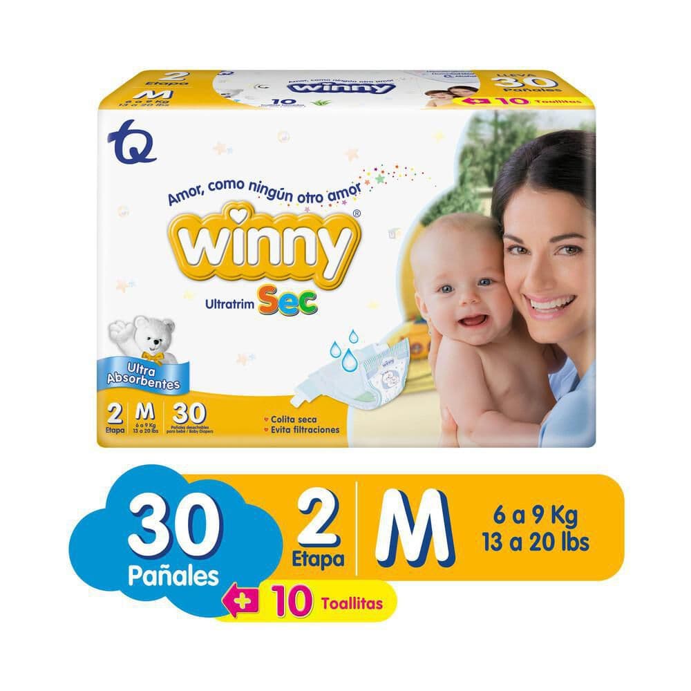 Pañales Winny Etapa 2 x 30 Unidades, 8 Paquetes