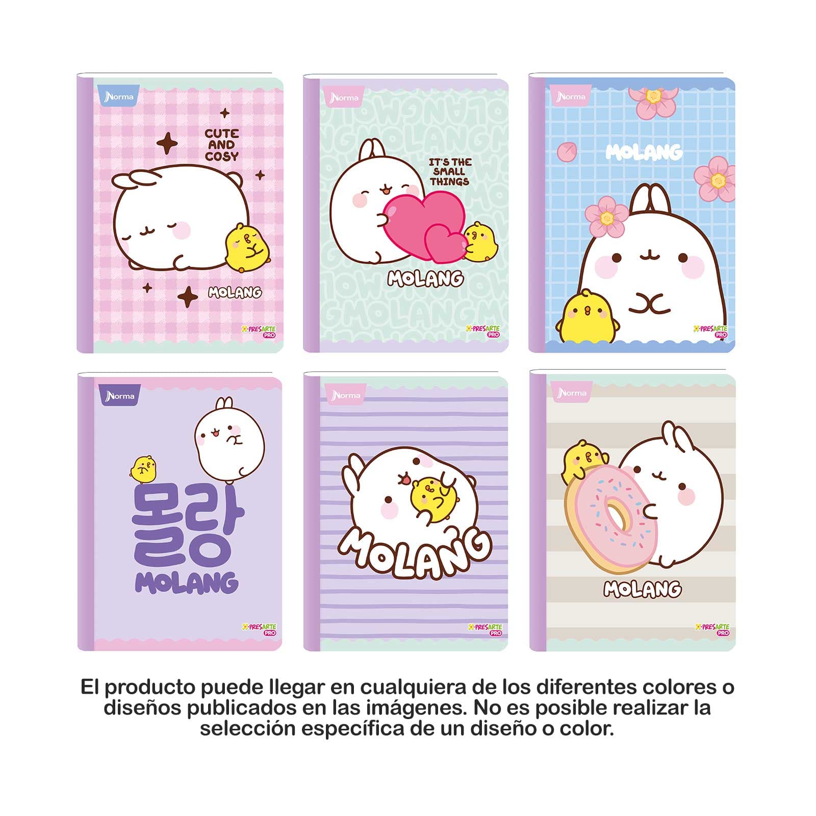 Cuaderno Cosido 100 Hojas Intermedio Cuadriculado Molang Norma Caja x 30