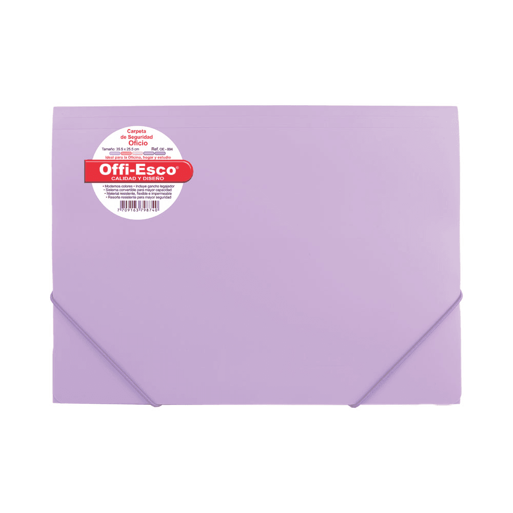 Carpeta con Liga Plástica Oficio Unicolor