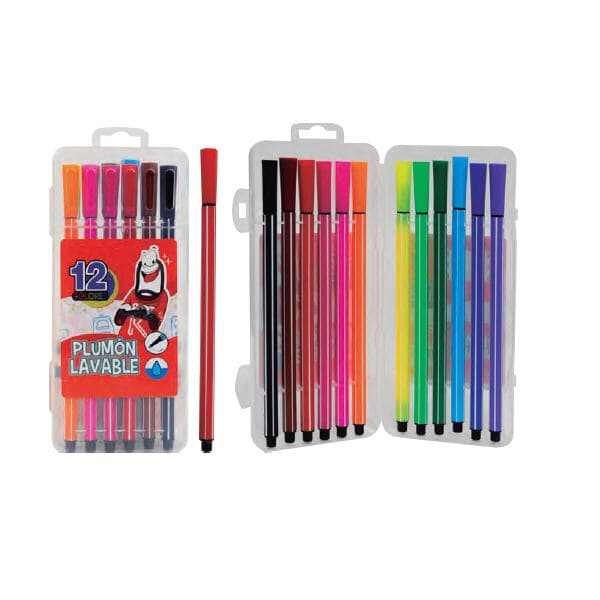 Plumón Lavable Doble Punta Klipp x 12