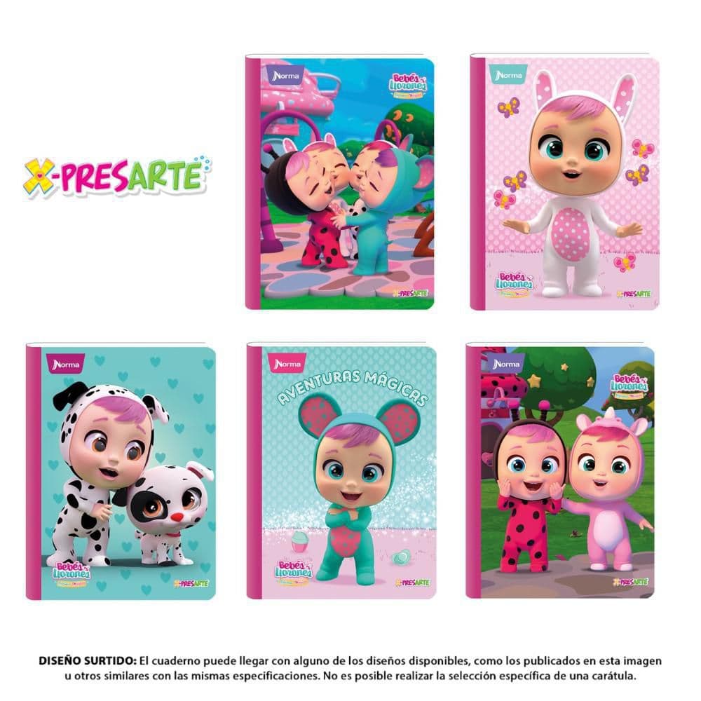 Cuaderno Cosido 100 Hojas Intermedio Cuadriculado Cry Babies Norma Caja x 30