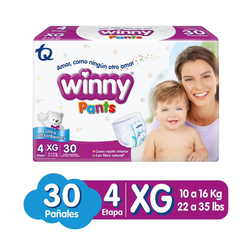 Pañales Winny Etapa 4 Panty x 30 Unidades, 8 Paquetes
