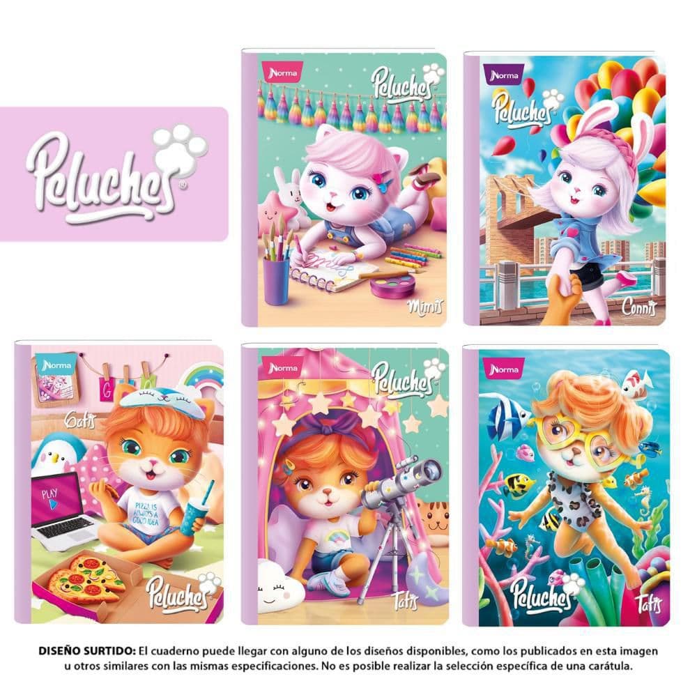 Cuaderno Cosido 100 Hojas Media Carta Cuadriculado Peluches Norma Caja x 30