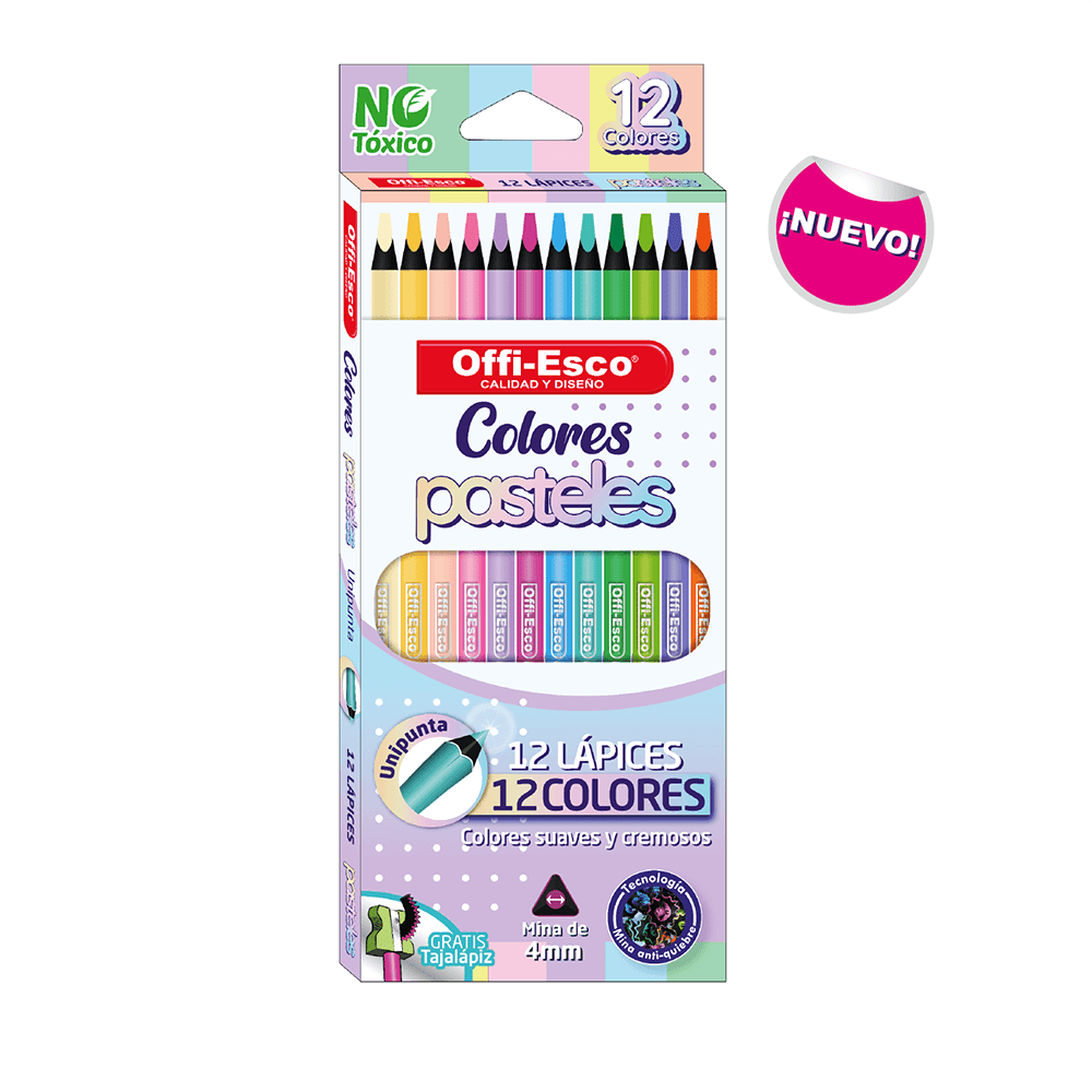Colores Offi-Esco Pasteles x 12 de 1 Punta