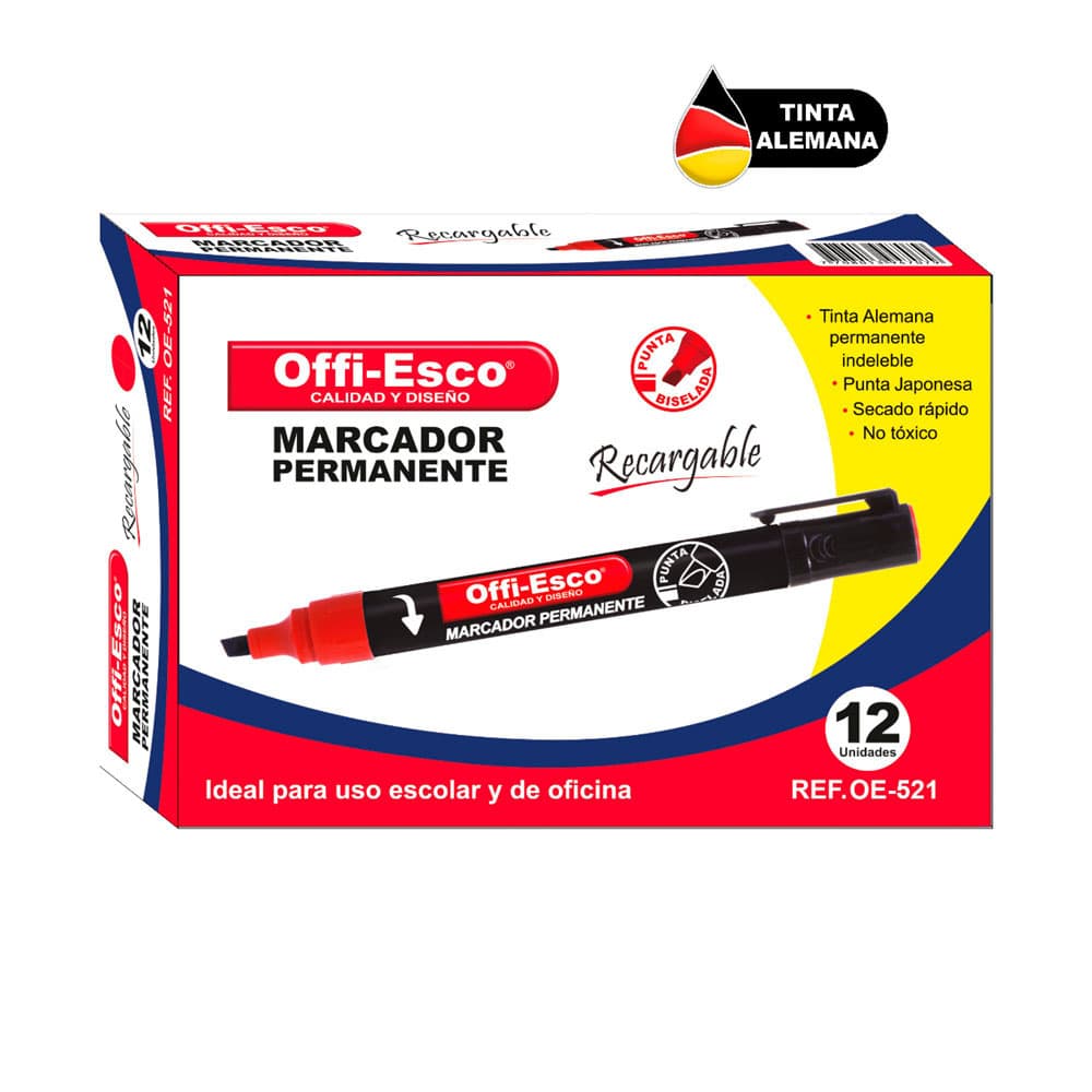 Marcador Permanente Recargable Azul (Ref. OE-521)