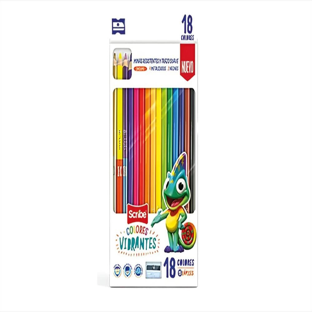 Colores Scribe x 18 de 1 Punta, Caja x 48
