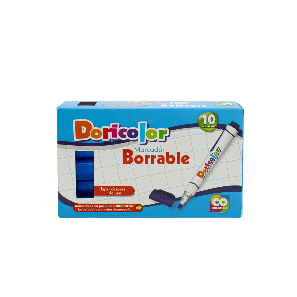 Marcador Borrable Doricolor Azul x 10