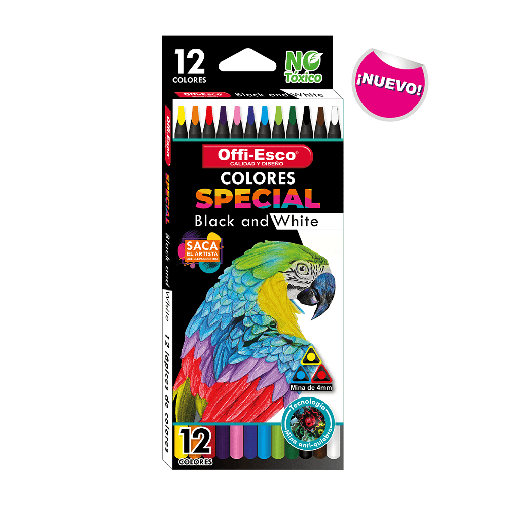 Colores Offi-Esco Black and White x 12 de 1 Punta