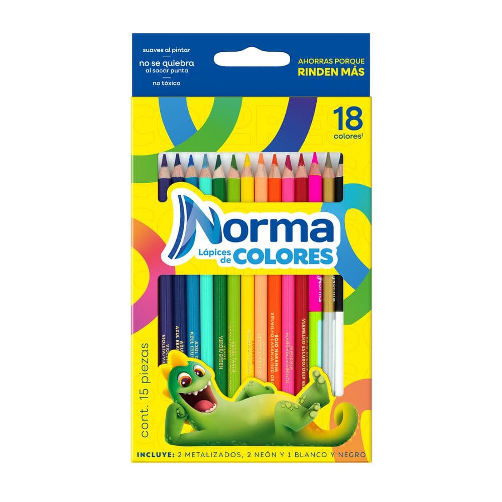 Colores Norma Largos x 18 de 1 Punta